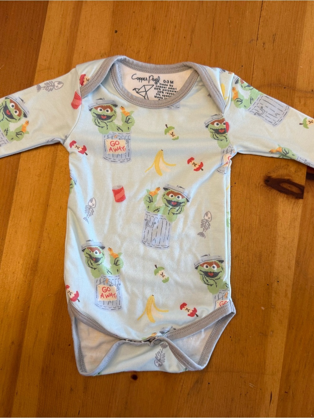 Copper Pearl Oscar the Grouch Baby One-Piece Bodysuit 0-3mo